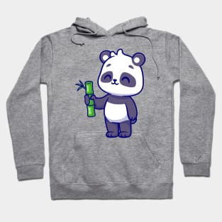 Cute Panda Holding Bamboo Cartoon Hoodie